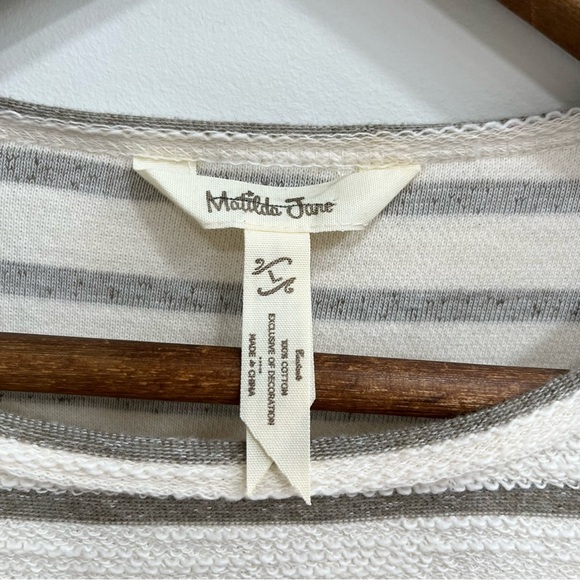 Matilda Jane With a Twist green cream striped crochet lace textured knit large - Picture 8 of 9